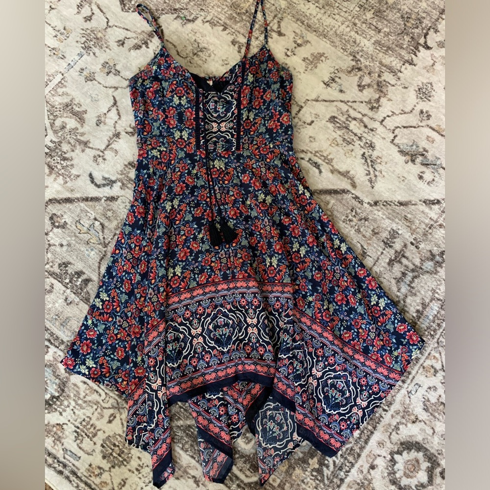 Xhilaration Floral Mini Dress - Blue and Red